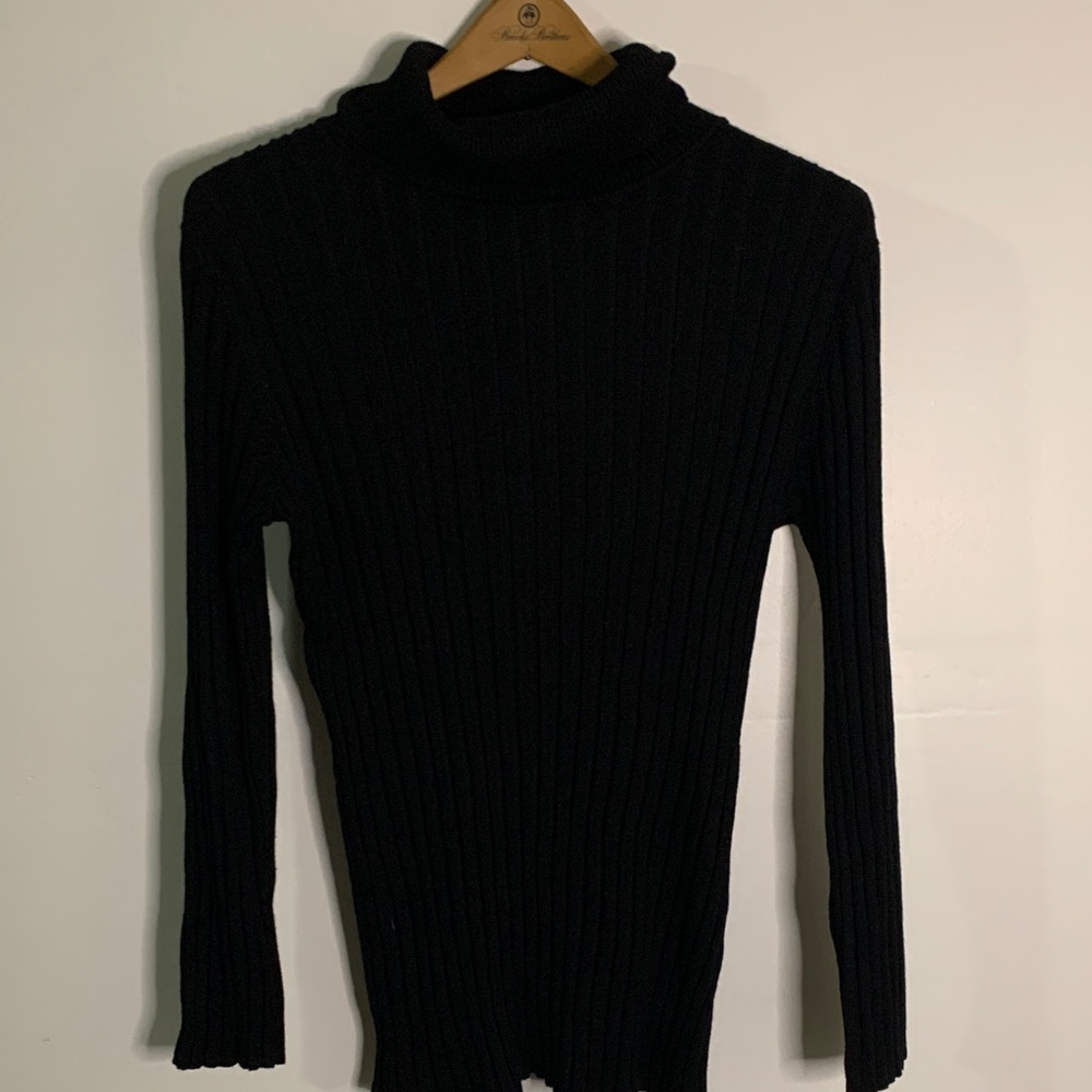 Ashley Stewart Black Ribbed Turtleneck Sweater